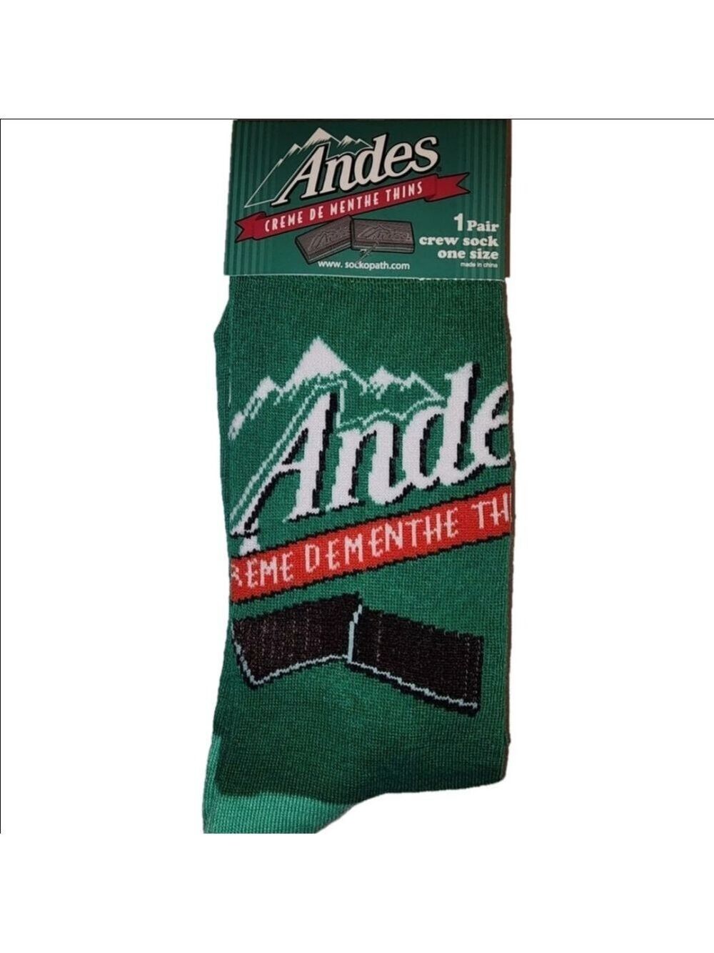4/$25 Andes Candies Crew Socks Novelty Creme De Menthe Thin Mint New